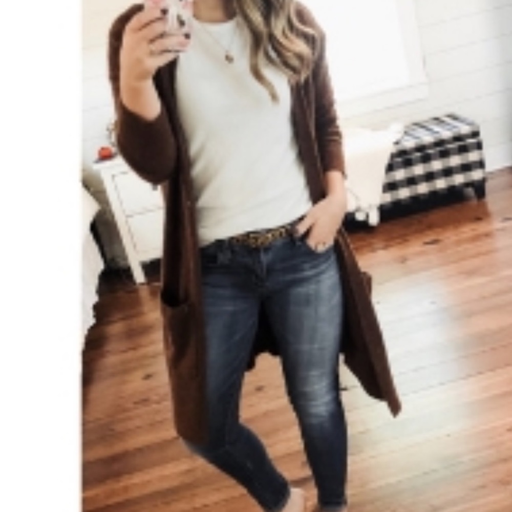 Tahari Long Robe Style Cardigan - Picture 9 of 10